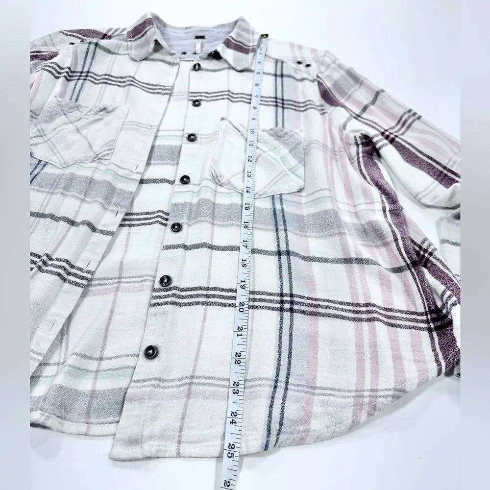 Free People plaid fall colors button down shirt XS